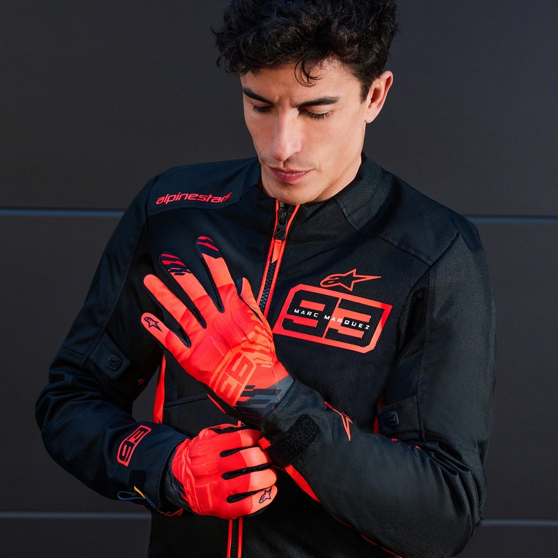 Alpinestars Reef V2 MM93 kollekció motoros kesztyű fluo piros-piros-fekete