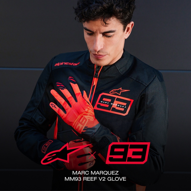 Alpinestars Reef V2 MM93 kollekció motoros kesztyű fluo piros-piros-fekete