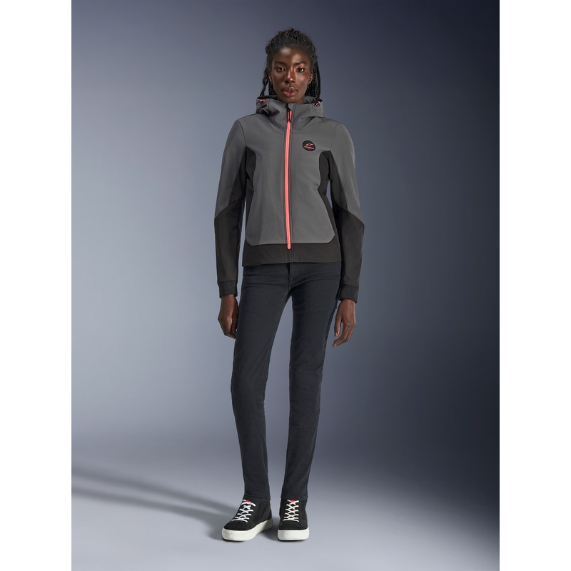 Alpinestars Stella Radium Tech Hoodie női motoros pulóver sötétszürke-fekete-rózsaszín