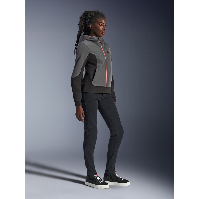 Alpinestars Stella Radium Tech Hoodie női motoros pulóver sötétszürke-fekete-rózsaszín
