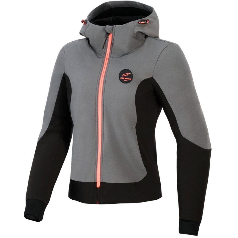 Alpinestars Stella Radium Tech Hoodie női motoros pulóver sötétszürke-fekete-rózsaszín