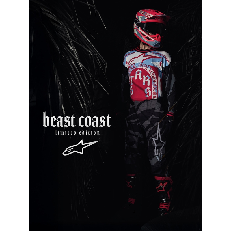 Alpinestars Techstar Beast Coast limitált kiadású motokrossz mez szürke-fekete-narancssárga