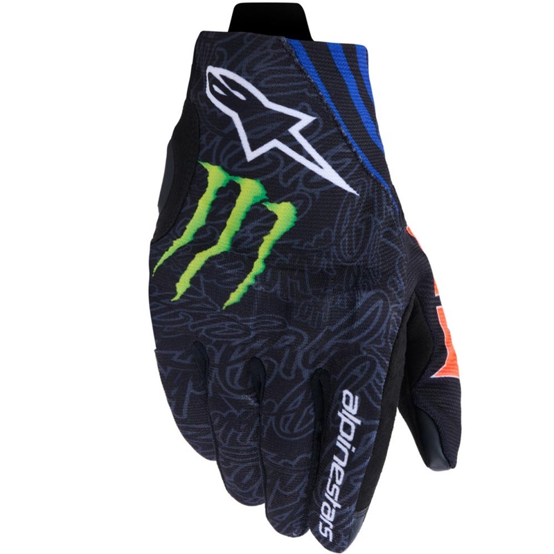 Alpinestars Reef V2 FQ20 kollekció motoros kesztyű fekete-fluo piros-kék-zöld