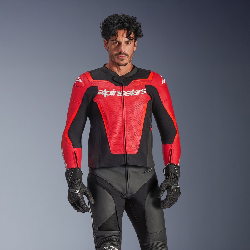 Alpinestars GP Force V2 Airflow motoros bőrkabát fluo piros-fekete-fehér