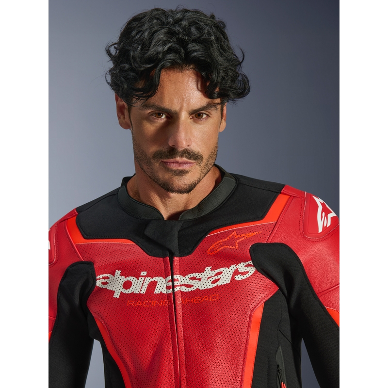 Alpinestars GP Force V2 Airflow motoros bőrkabát fluo piros-fekete-fehér
