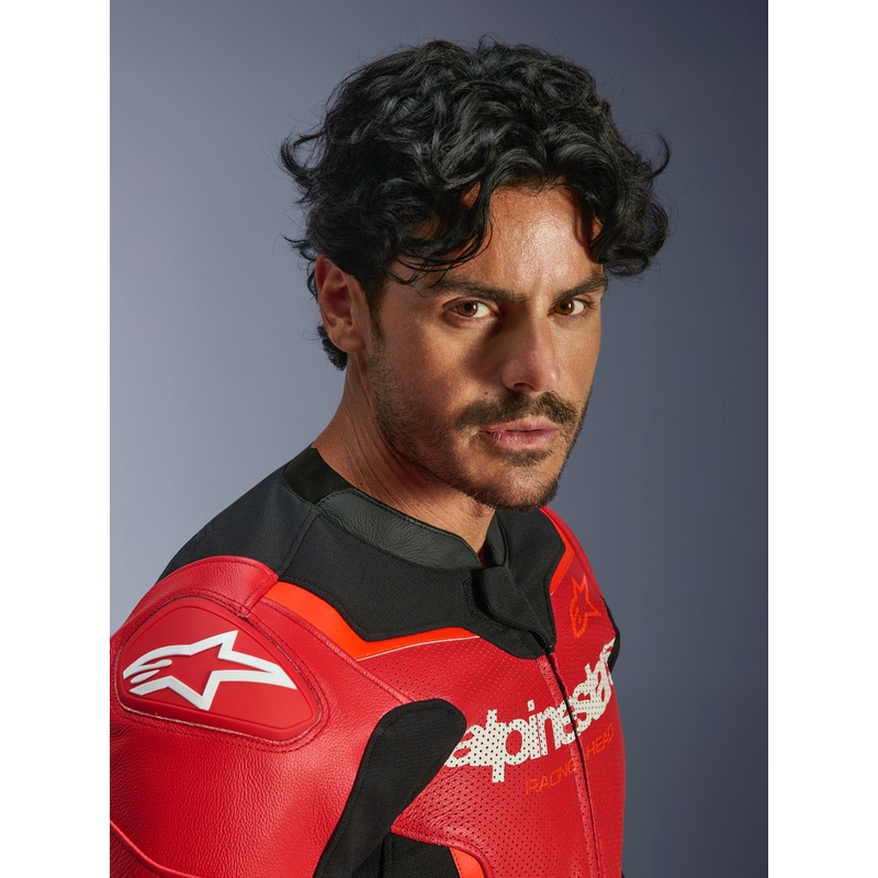 Alpinestars GP Force V2 Airflow motoros bőrkabát fluo piros-fekete-fehér