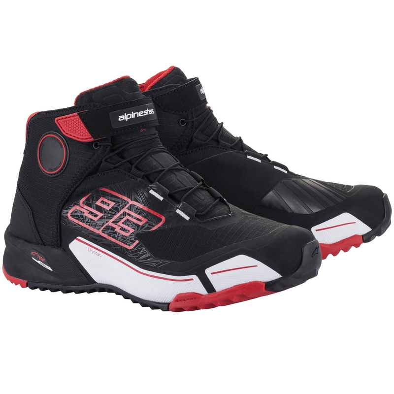 Alpinestars CR-X Drystar MM93 kollekció motoros cipő fekete-piros-fehér