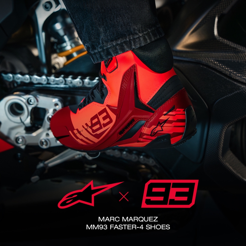 Boty na motorku Alpinestars Faster-4 MM93 kolekce fluo červeno-červeno-černé