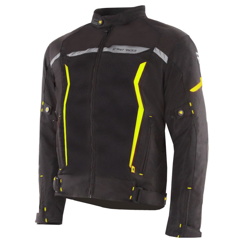 Street Racer Flex Air motoros kabát fekete-fluo sárga - II. minőség