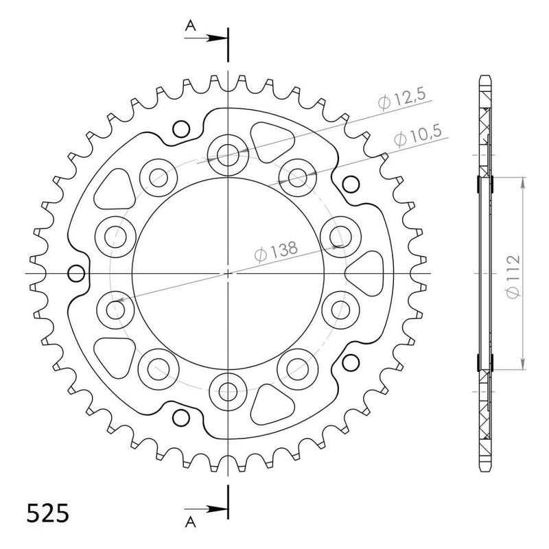 Csillagkerék SUPERSPROX STEALTH piros 44 fogak,525