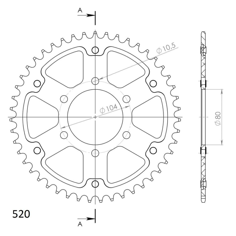 Csillagkerék SUPERSPROX STEALTH zöld 46 fogak,520