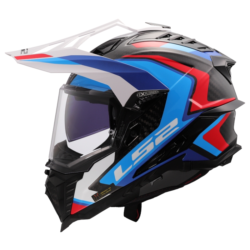 LS2 MX701 Explorer C Frontier II enduro motoros bukósisak fehér-kék - II. minőség