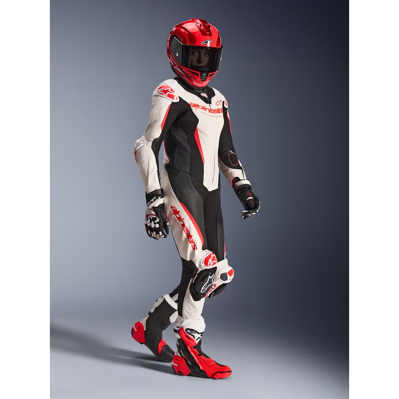 Alpinestars Stella GP-R7 női egyrészes motoros bőroverál fehér-fluo piros-fekete