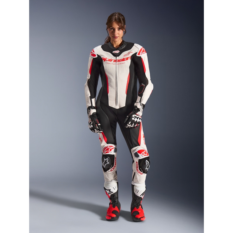 Alpinestars Stella GP-R7 női egyrészes motoros bőroverál fehér-fluo piros-fekete