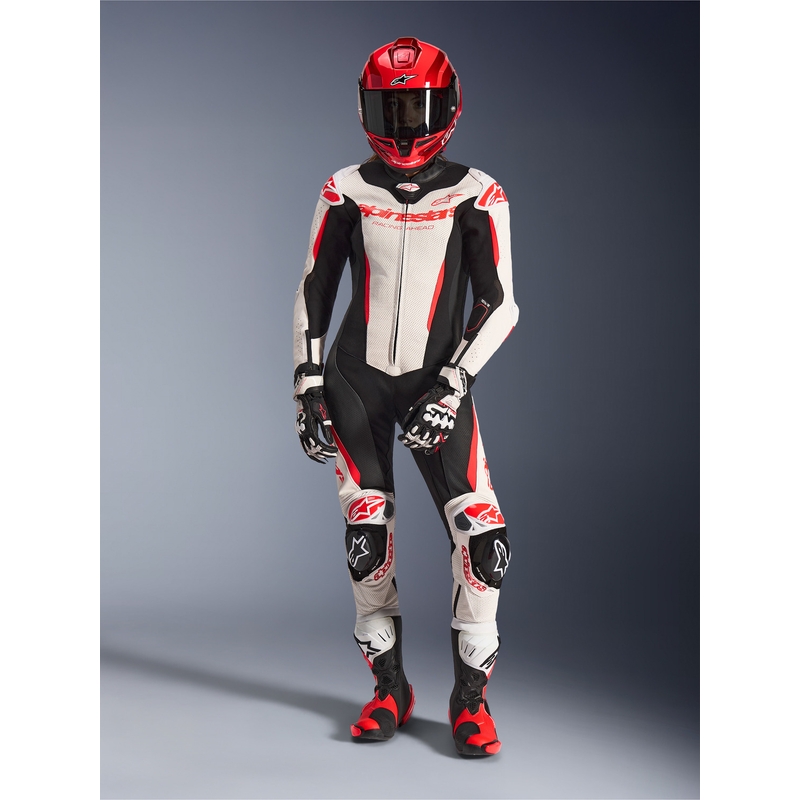 Alpinestars Stella GP-R7 női egyrészes motoros bőroverál fehér-fluo piros-fekete