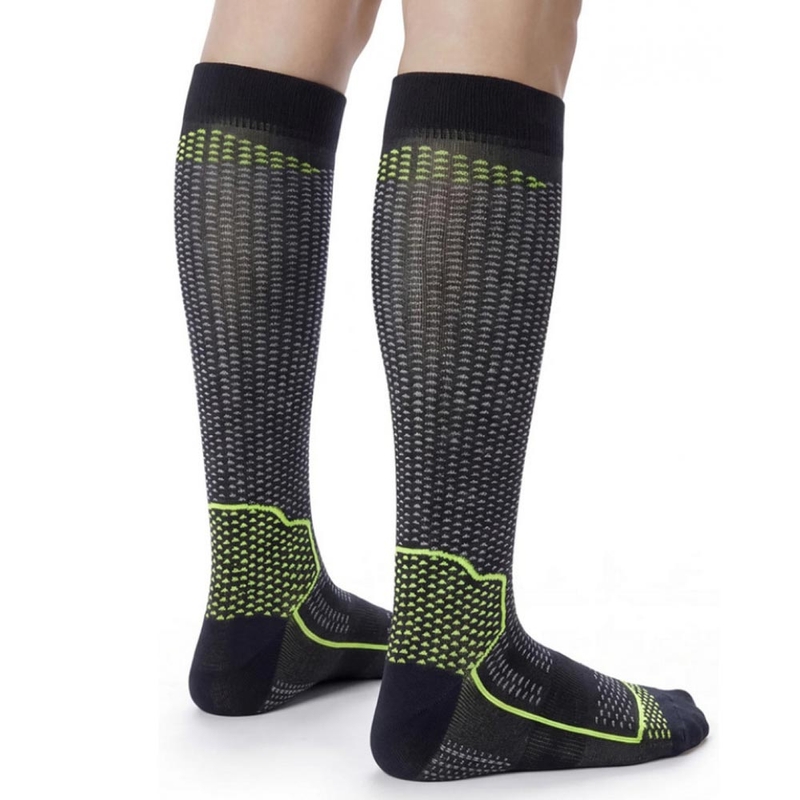 SIXS LONG V3 funkcionális térdzokni fekete carbon-sárga