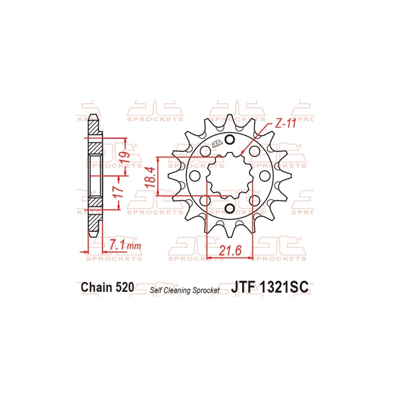 Első lánckerék JT 13 fogak,520 Self Cleaning Lightweight