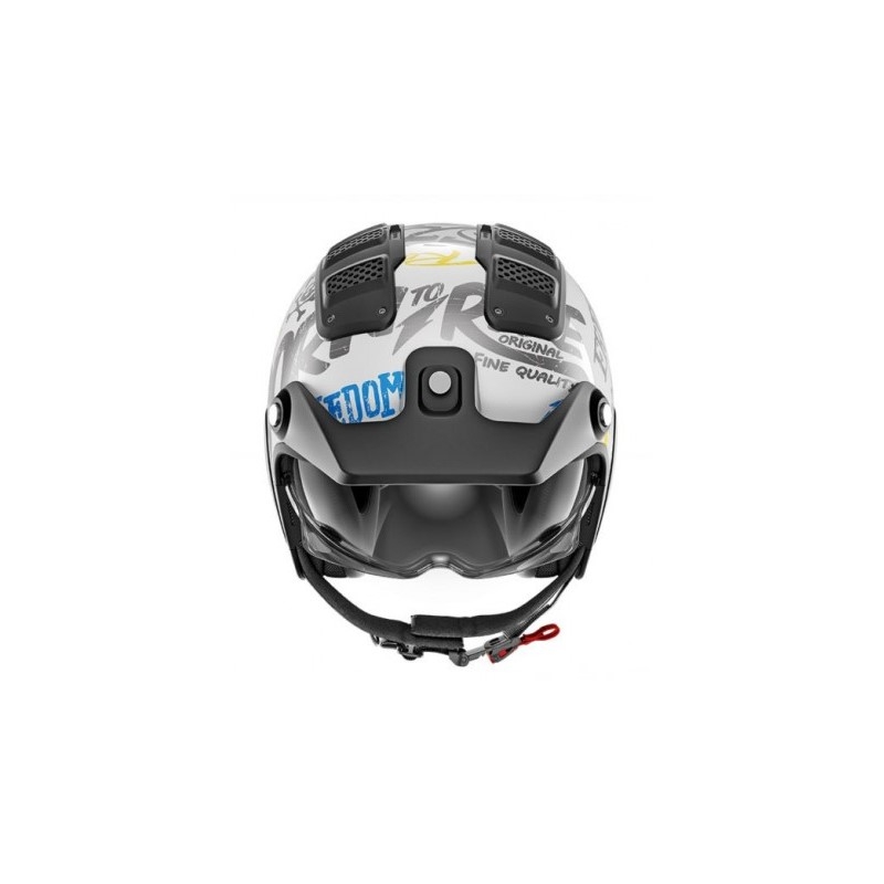 Cápa X-DRAK Freestyle nyitott sisak fehér-kék-sárga