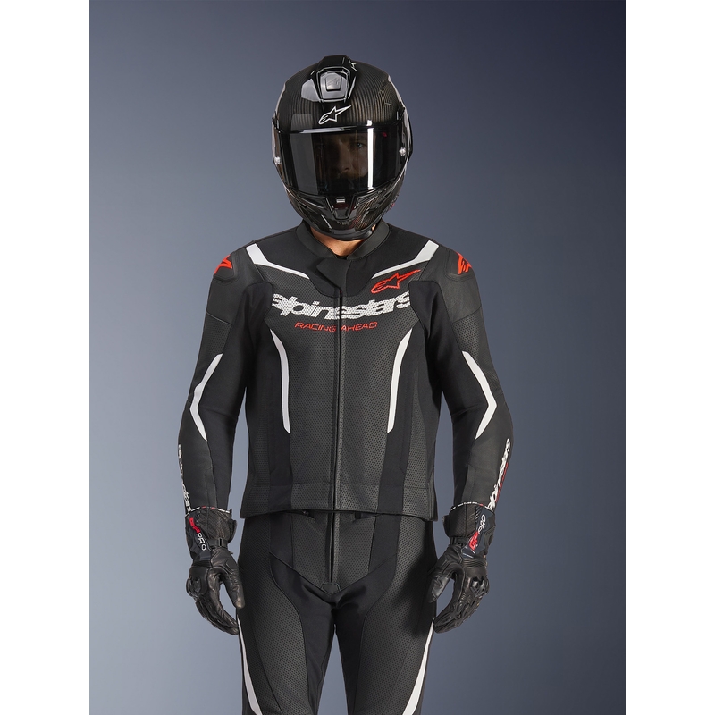 Alpinestars GP Force V2 kétrészes bőroverál fekete-fehér-fluo piros