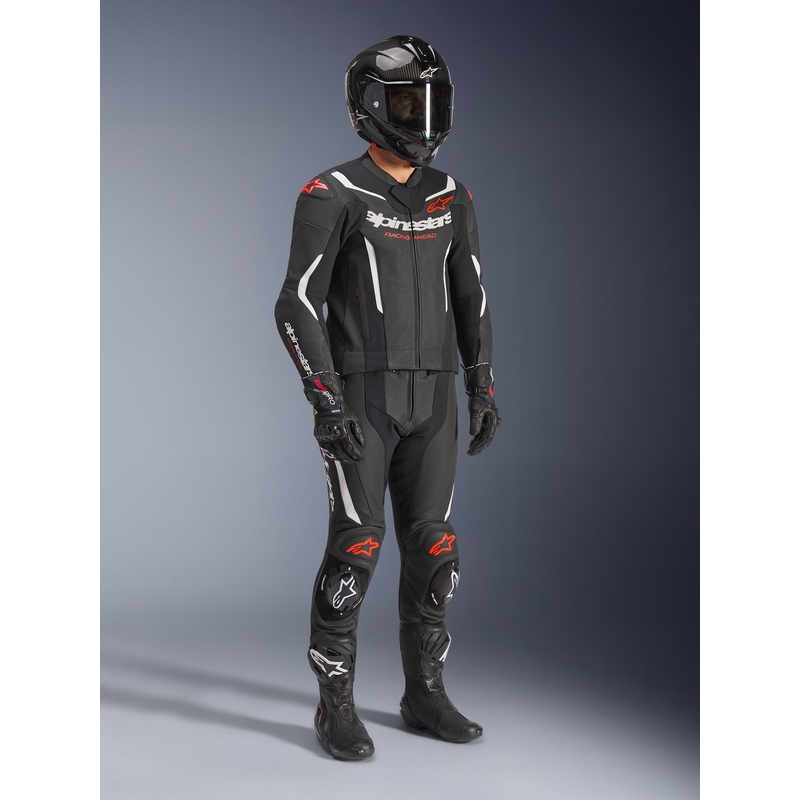 Alpinestars GP Force V2 kétrészes bőroverál fekete-fehér-fluo piros