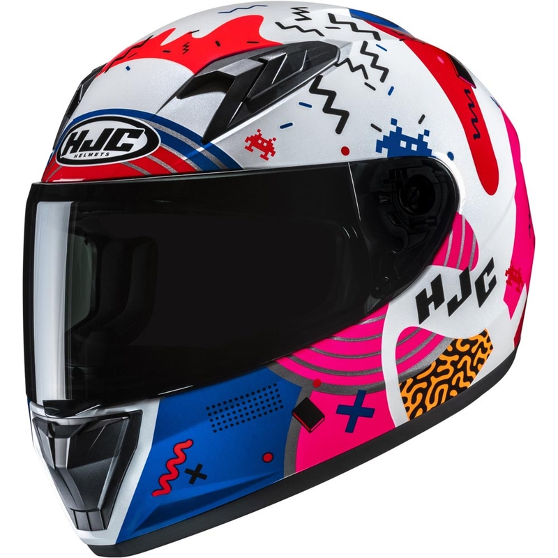 HJC Y10 Mika MC28 gyerek zárt motoros bukósisak fehér-rózsaszín-kék