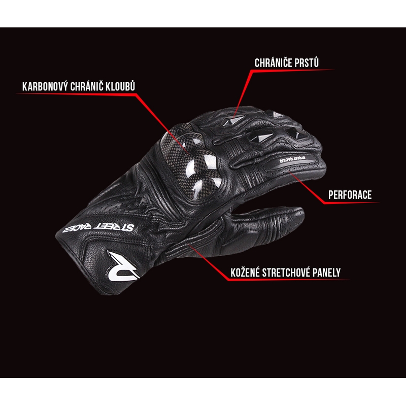 Motoros kesztyű Street Racer XTR fekete kiárusítás