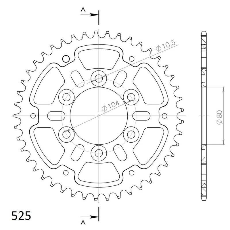 Csillagkerék SUPERSPROX STEALTH fekete 45 fogak,525