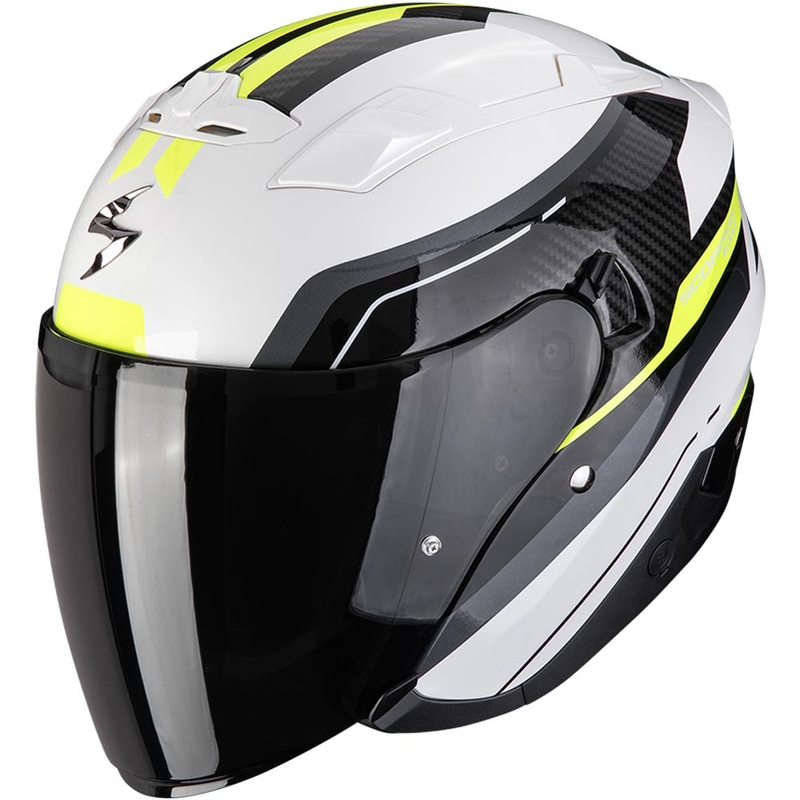 Scorpion EXO-230 Hipe nyitott motoros bukósisak fehér-fekete-fluo sárga