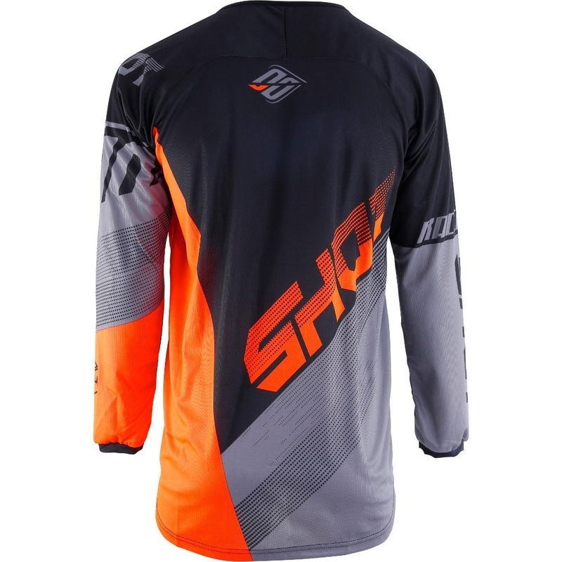 Gyerekek Motocross Jersey Shot DEVO Ultimate fekete-fluo narancs