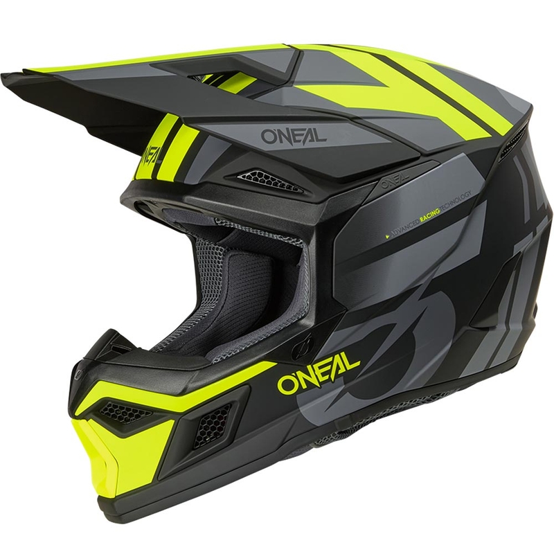 O’Neal 3SRS Ride motokrossz bukósisak matt fekete-szürke-fluo sárga
