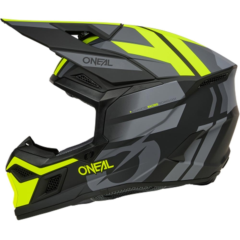 O’Neal 3SRS Ride motokrossz bukósisak matt fekete-szürke-fluo sárga