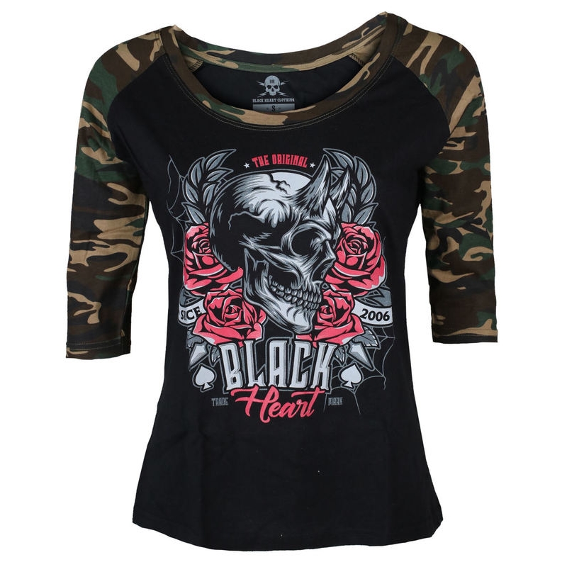 Női póló Black Heart Devil Rose Camo akció kiárusítás