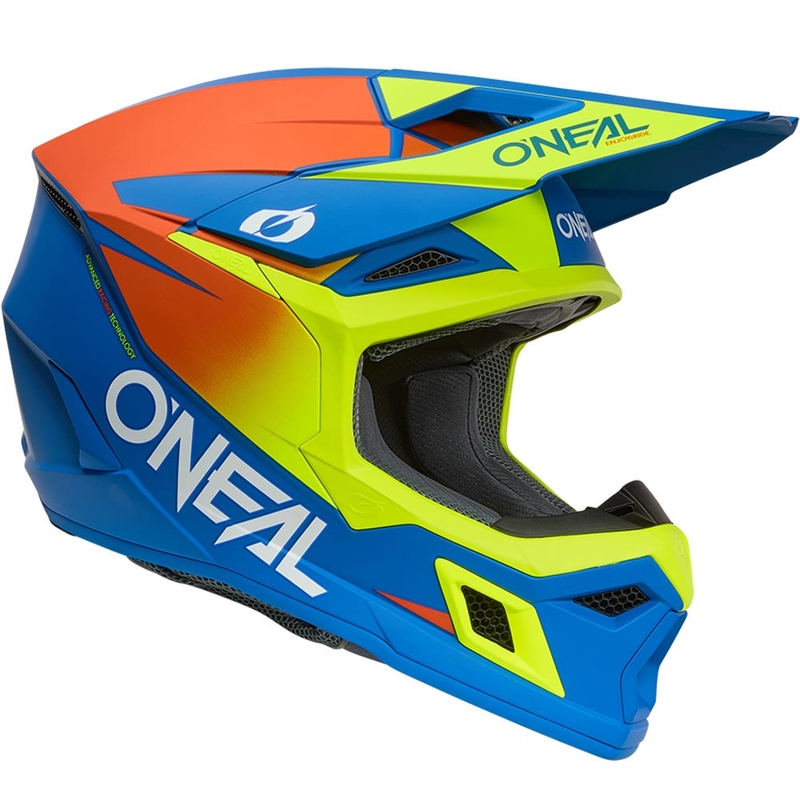 O’Neal 3SRS Solid motokrossz bukósisak matt kék-fluo sárga