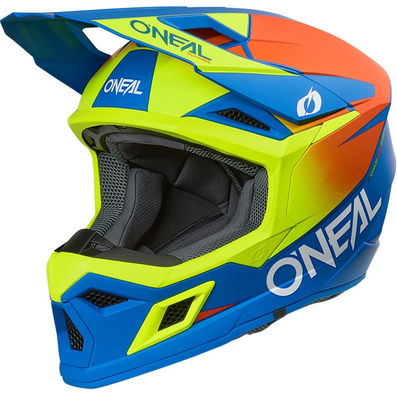 O’Neal 3SRS Solid motokrossz bukósisak matt kék-fluo sárga