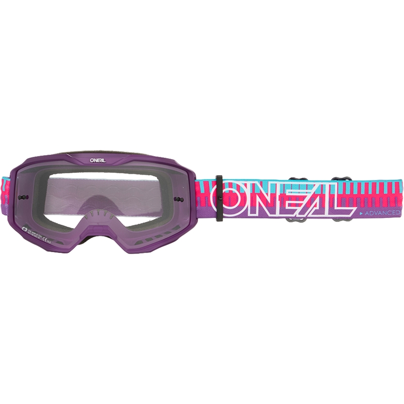 O´Neal B-10 Striped motokrossz szemüveg rózsaszín-lila (átlátszó plexi)