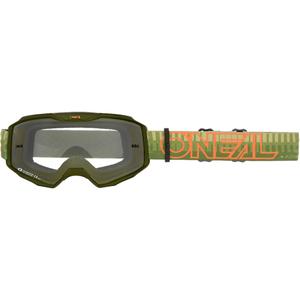 Motokrosové brýle O´Neal B-10 Striped zeleno-oranžové (čiré plexi)