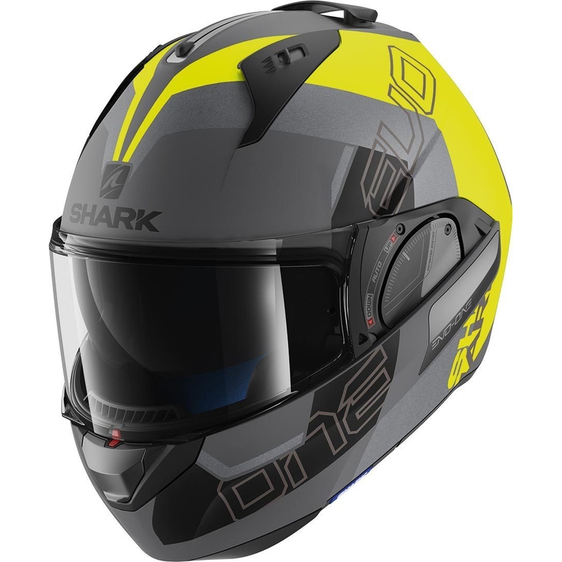 Flip sisak SHARK EVO-ONE 2 Slasher Mat ezüst-fekete-sárga kiárusítás