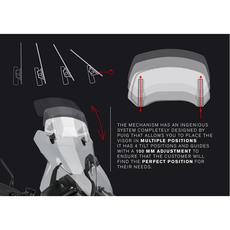 Multiadjustable visor PUIG 2.0 clip-on dark smoke