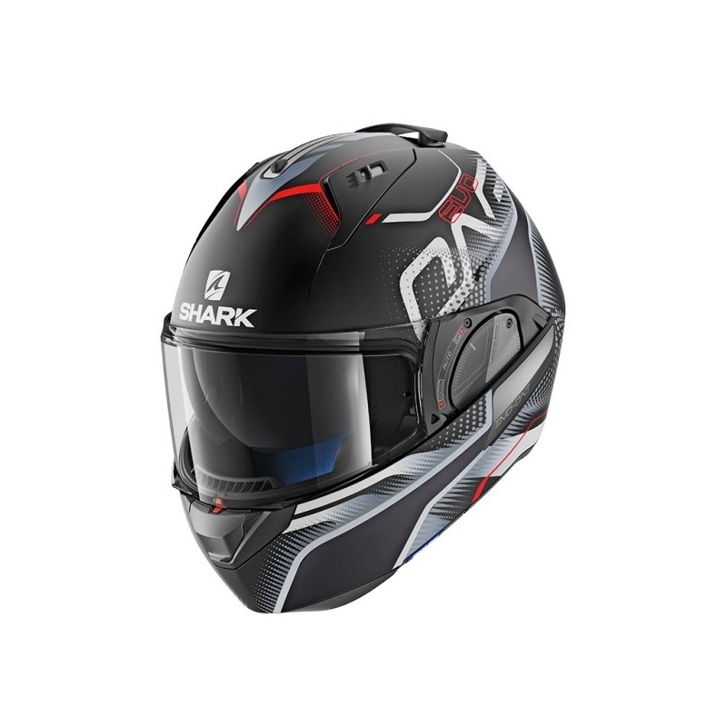 Flip sisak SHARK EVO-ONE 2 Keenser Mat fekete-ezüst-piros