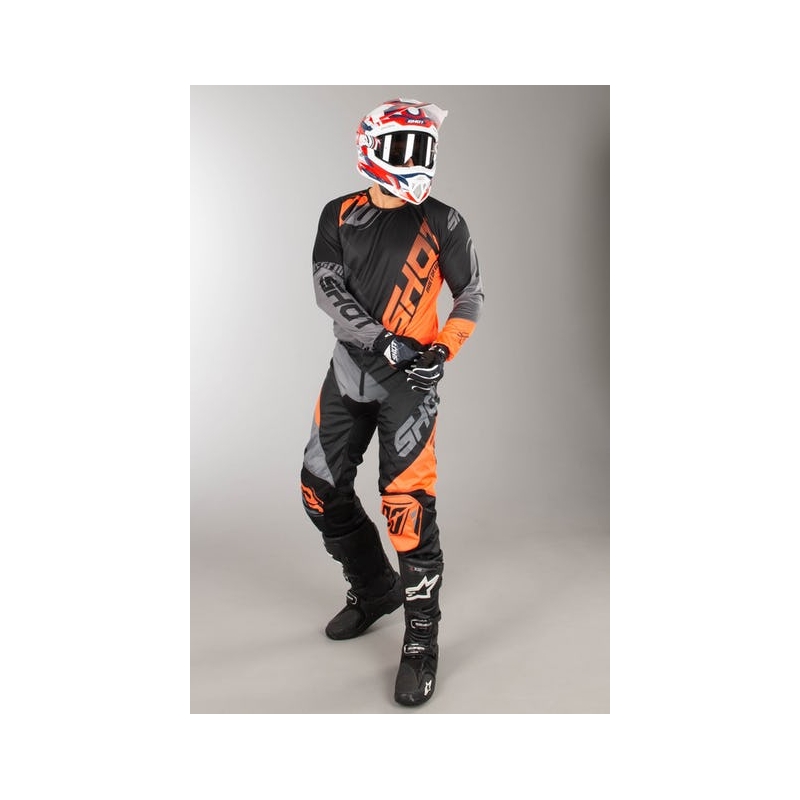 Komplet (dres + kalhoty) Shot DEVO Ultimate černo-fluo oranžový