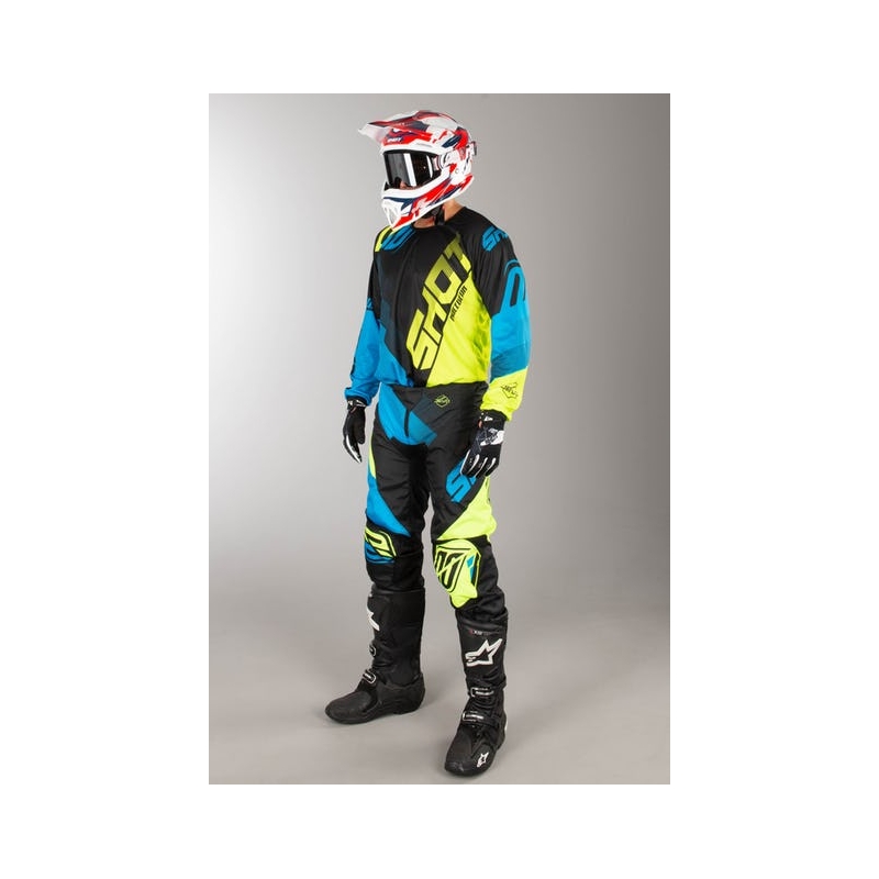 Komplet (dres + kalhoty) Shot DEVO Ultimate modro-fluo žlutý
