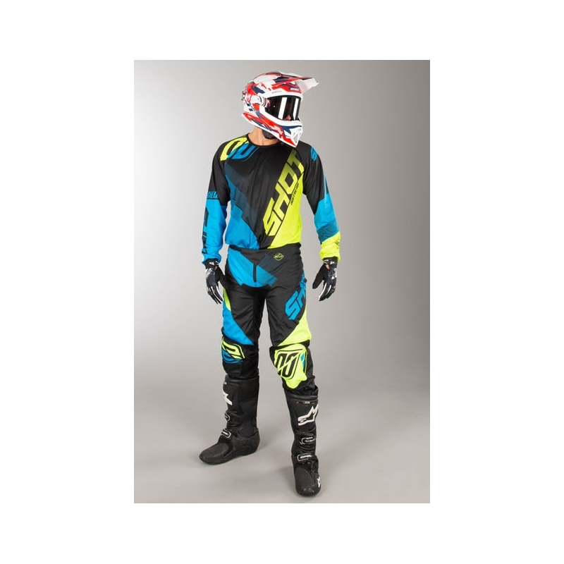 Komplet (dres + kalhoty) Shot DEVO Ultimate modro-fluo žlutý