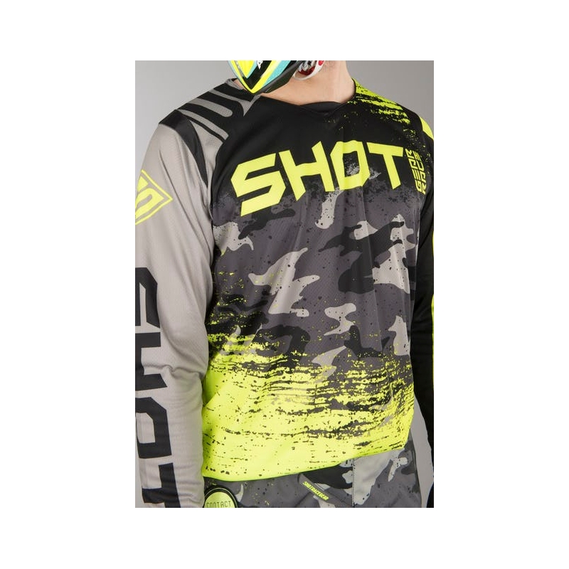 Komplet (dres + kalhoty) Shot CONTACT Counter šedo-fluo žlutý