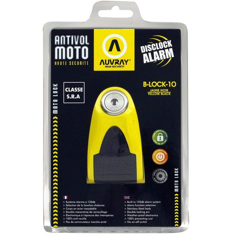 Auvray B-Lock 10 Alarm 120 dB tárcsafékzár sárga
