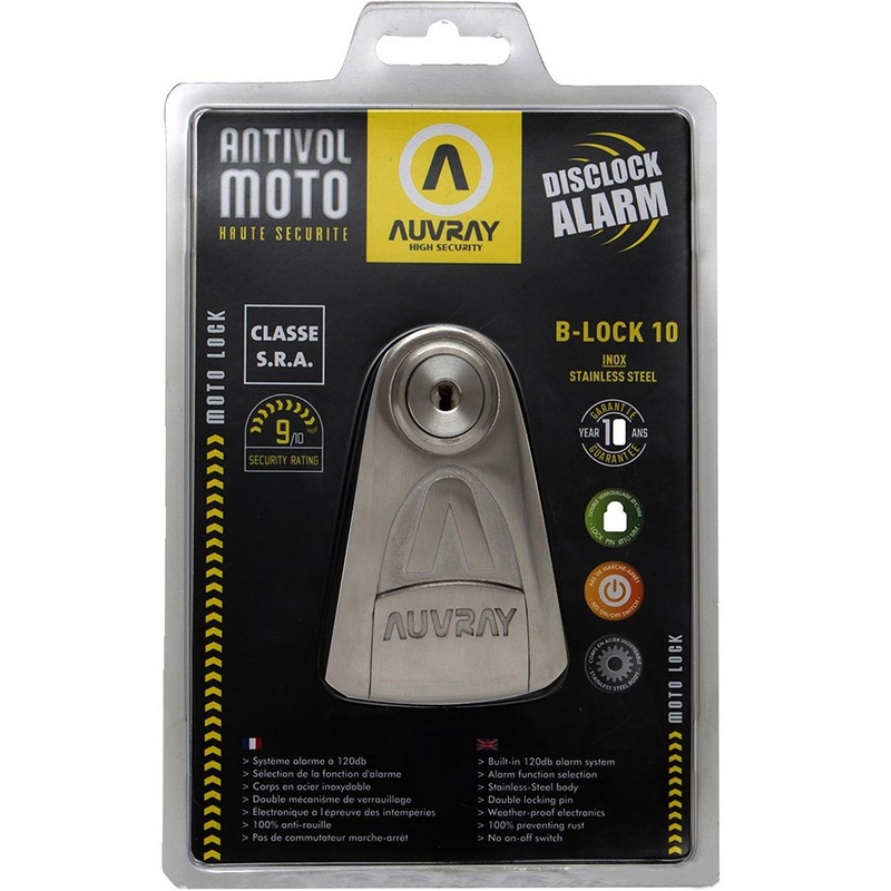 Auvray B-Lock 10 120 dB riasztós tárcsafékzár acélszürke