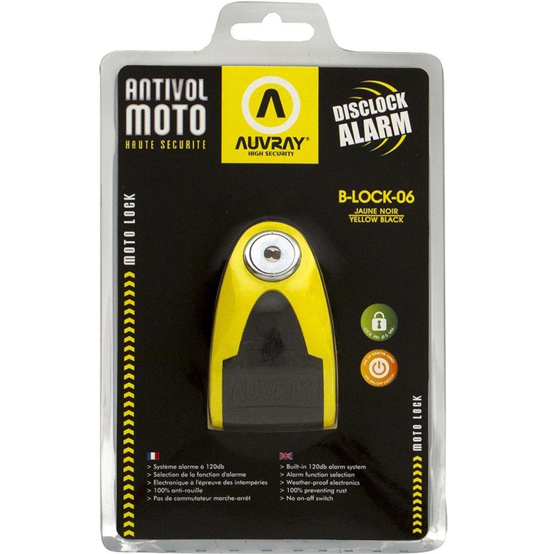 Auvray B-Lock 06 tárcsafékzár 120 dB riasztóval sárga