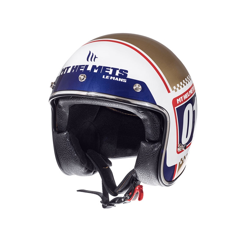Motoros sisak nyitva MT LeMans SV 2 Rendszámtábla fehér-arany