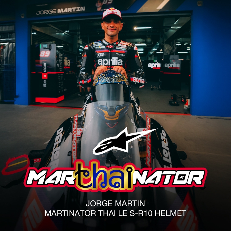 Alpinestars Supertech R10 Marthainator limitált kiadás JORGE MARTIN zárt motoros bukósisak gyöngyházkék-arany-piros