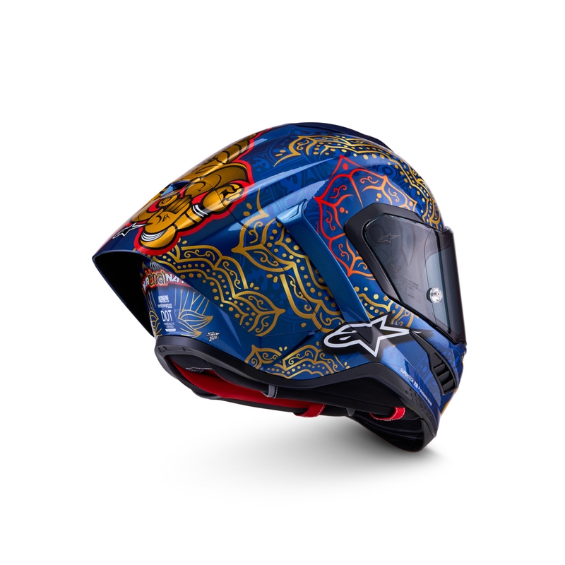 Alpinestars Supertech R10 Marthainator limitált kiadás JORGE MARTIN zárt motoros bukósisak gyöngyházkék-arany-piros