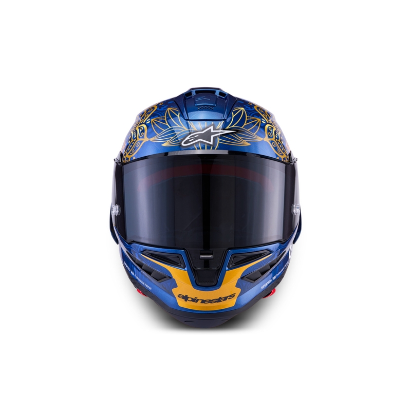 Alpinestars Supertech R10 Marthainator limitált kiadás JORGE MARTIN zárt motoros bukósisak gyöngyházkék-arany-piros
